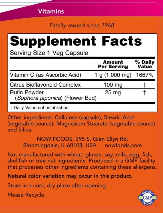 Vitamín C-1000 s 100 mg bioflavonoidov - 500 kapsúl – Obrázok 2