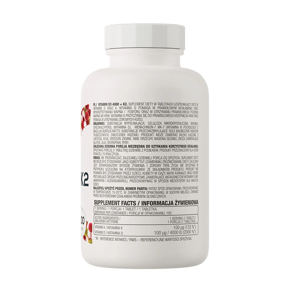 OstroVit - Vitamín D3 4000 + K2 - 100 tabliet – Obrázok 7