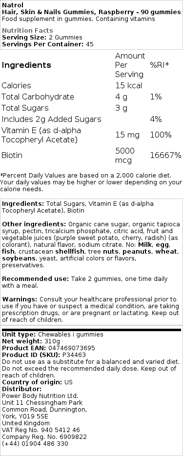Vlasy, koža & nechty gummies, malina - 90 gummies – Obrázok 2
