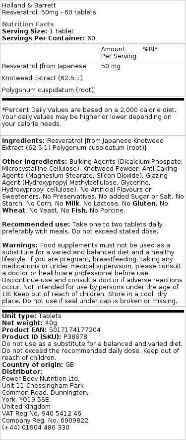 Resveratrol, 50 mg - 60 tabliet – Obrázok 3