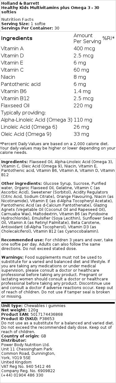 Multivitamíny pre zdravé deti plus omega 3 - 30 želatínových tabliet – Obrázok 2