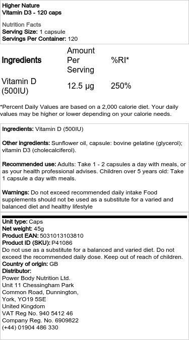 Vitamín D3 - 120 kapsúl – Obrázok 2