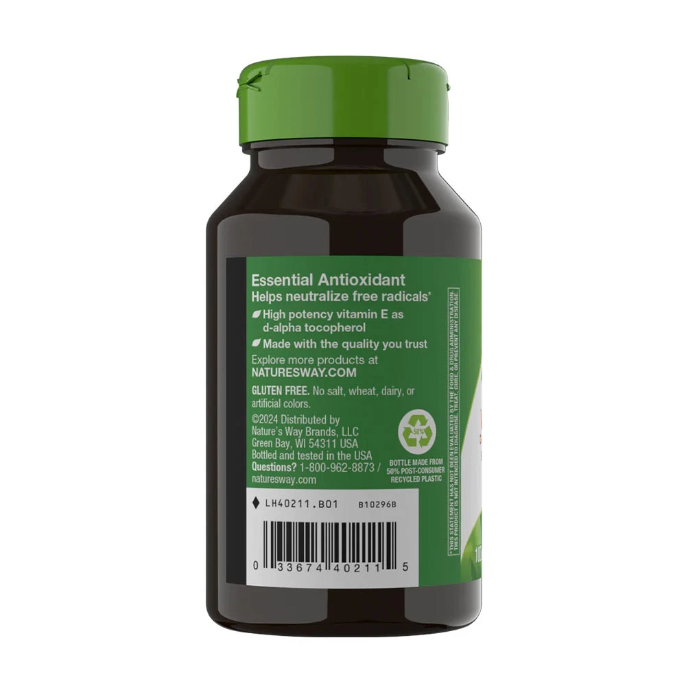 Nature's Way - Vitamín E D-alfa-tokoferol (100 mäkkých kapsúl) – Obrázok 9