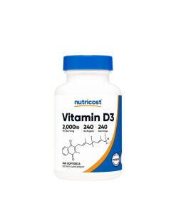 Nutricost - Vitamín D3 2000 IU (240 mäkkých kapsúl)
