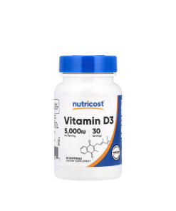 Nutricost - Vitamín D3 5000 IU (30 mäkkých kapsúl)