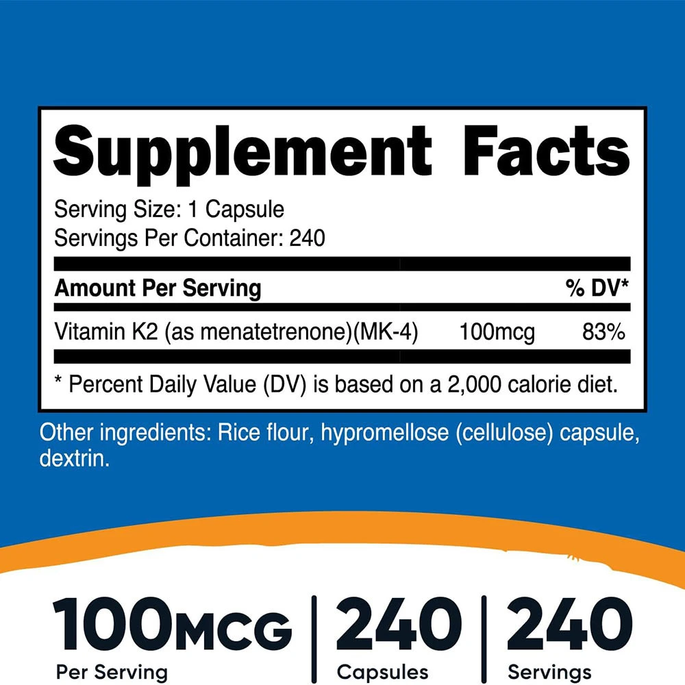 Nutricost - Vitamín K2 (MK4) (240 kapsúl) – Obrázok 2
