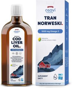 Osavi - OSAVI Nórsky tresčí pečeňový olej, 1000 mg Omega 3 - príchuť citrón-mäta (250 ml)