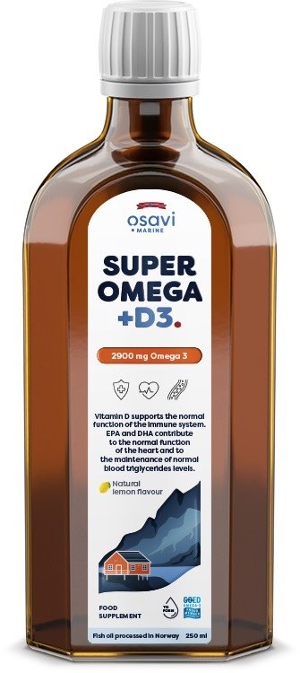 Osavi - OSAVI Super Omega +D3, 2900 mg, príchuť prírodný citrón (250 ml)
