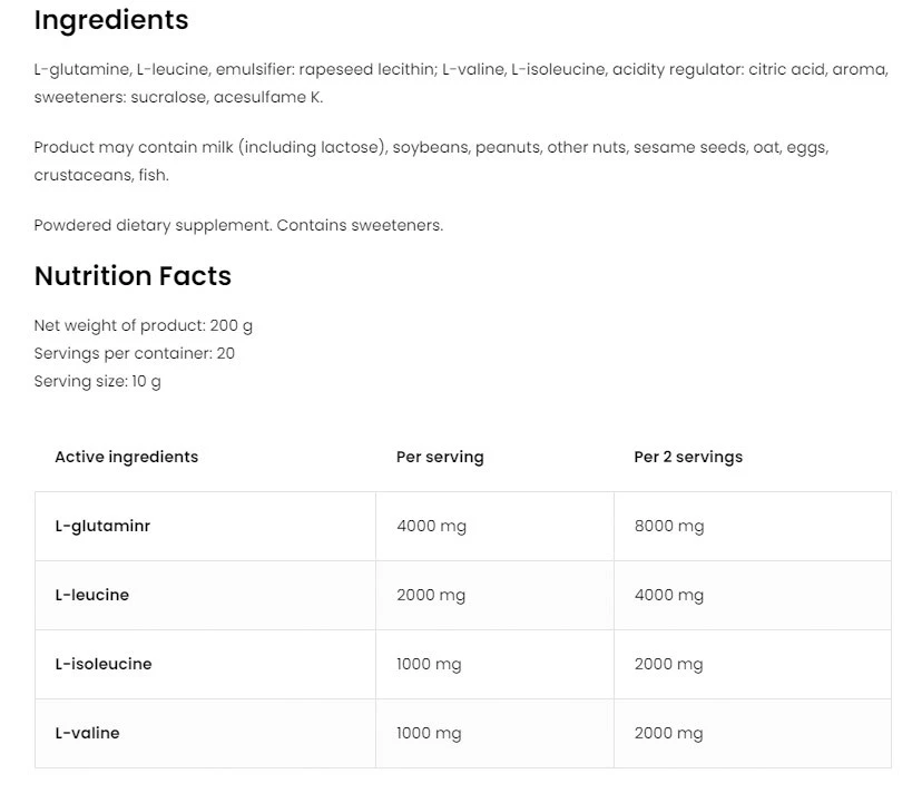 OstroVit - BCAA + Glutamín (200 g, Grapefruit) – Obrázok 4