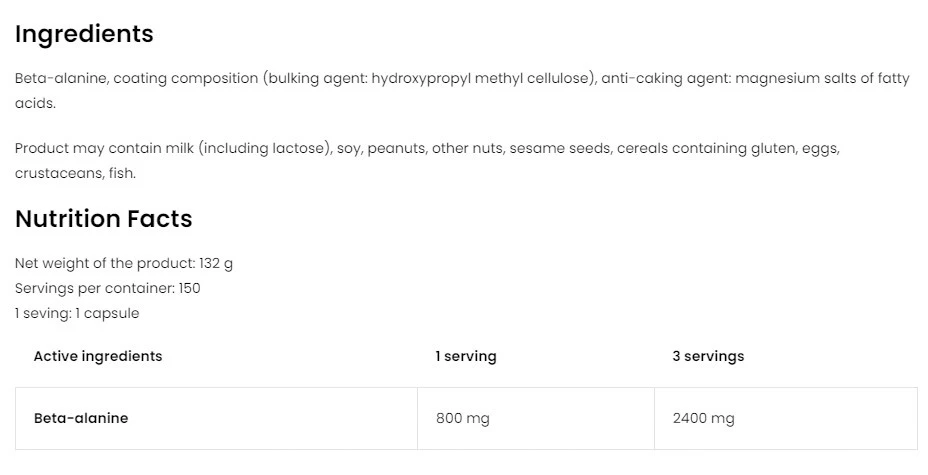 OstroVit - Beta-Alanín 2400 mg (300 kapsúl) – Obrázok 2