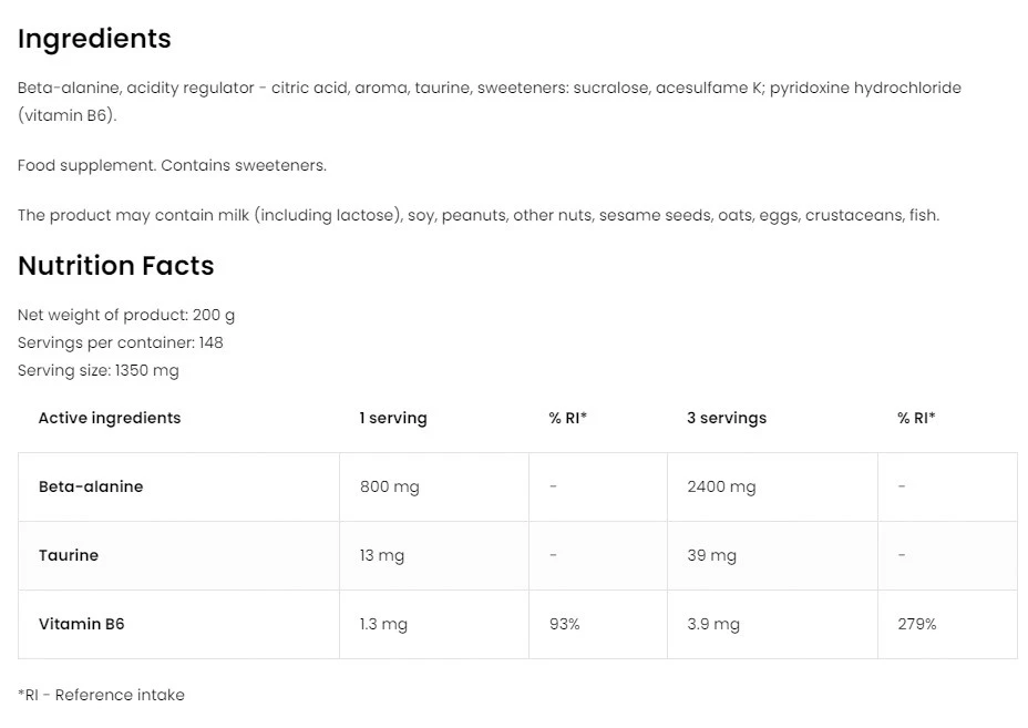 OstroVit - OstroVit Beta-Alanín prášok (200 g, citrón) – Obrázok 4
