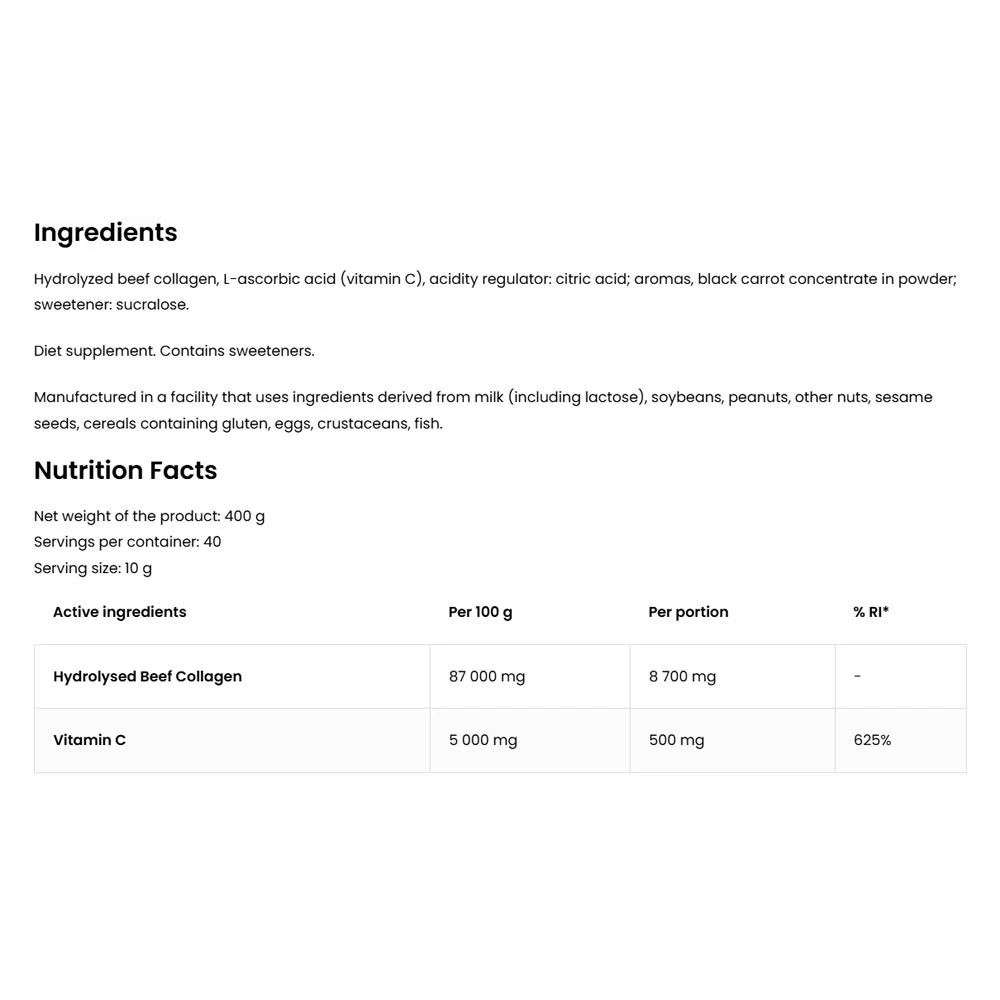 OstroVit - Kolagén + Vitamín C (400 g, Čierna ríbezľa) – Obrázok 2