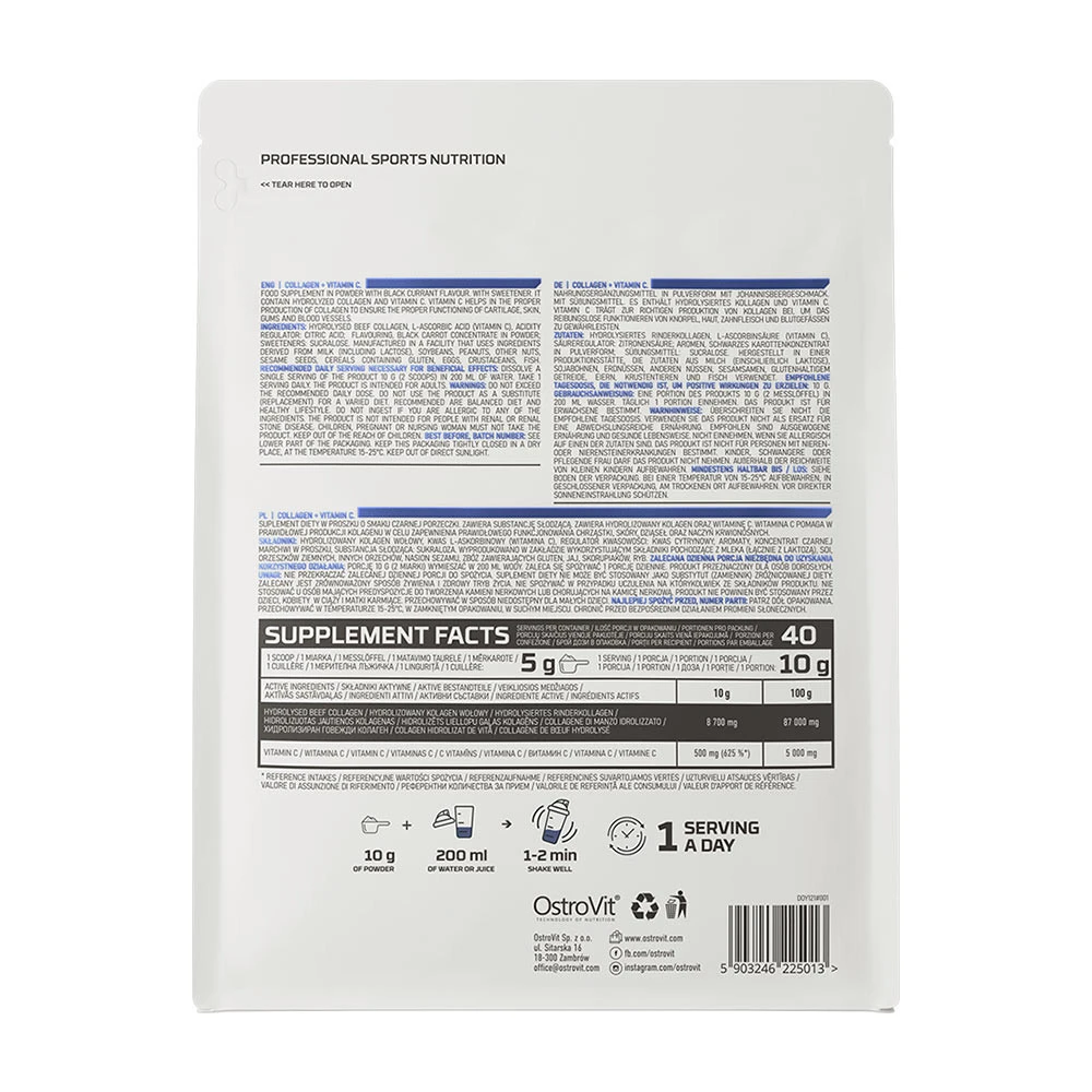 OstroVit - Kolagén + Vitamín C (400 g, Čierna ríbezľa) – Obrázok 4