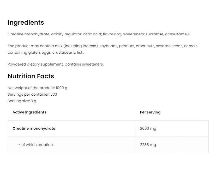 OstroVit - Kreatín monohydrát (1000 g, cola) – Obrázok 2