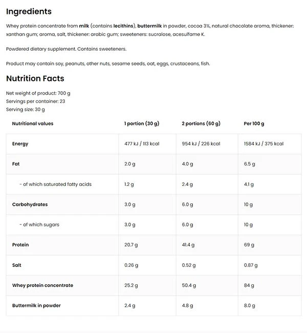 OstroVit - OstroVit Delicious WHEY (700 g, Čokoládový banán) – Obrázok 4