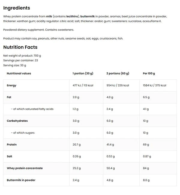 OstroVit - OstroVit Delicious WHEY (700 g, Jahodové oplatky) – Obrázok 6
