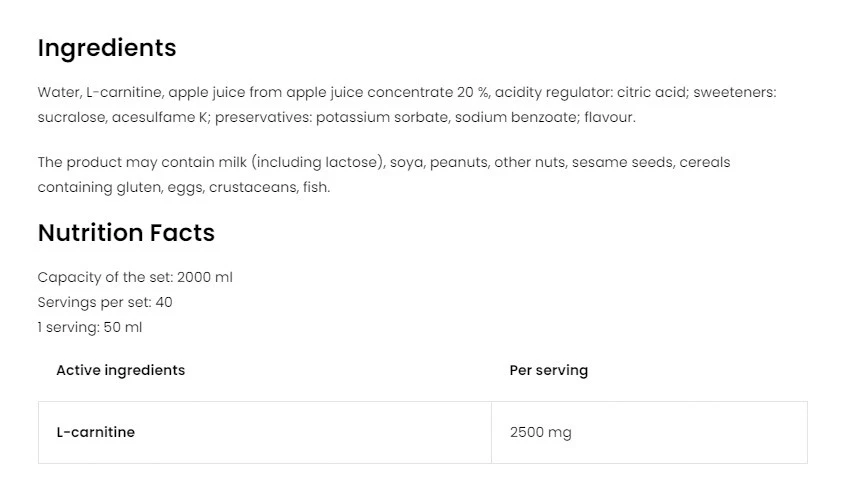 OstroVit - OstroVit L-karnitín 5000 Shot Display (20 x 100 ml) – Obrázok 4