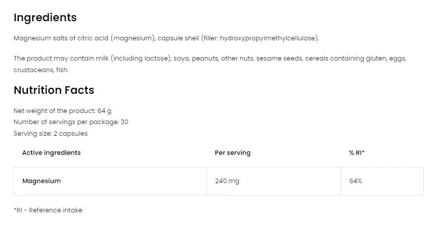 OstroVit Pharma Citrát horečnatý (60 kapsúl) – Obrázok 4