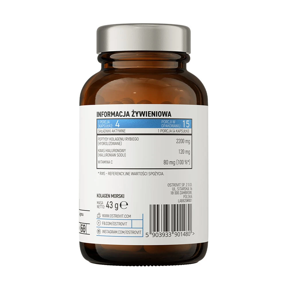 OstroVit Pharma Morský kolagén (60 kapsúl) – Obrázok 6