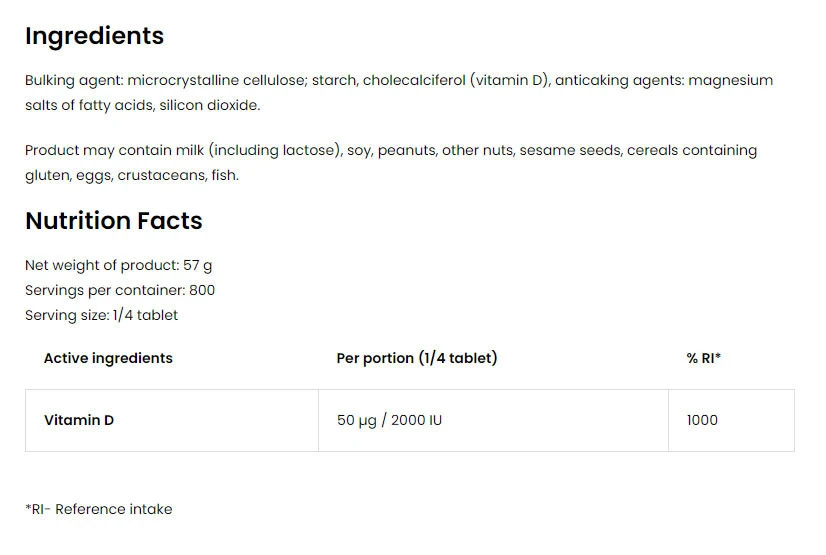 OstroVit - OstroVit Vitamín D3 8000 IU (200 tabliet) – Obrázok 4