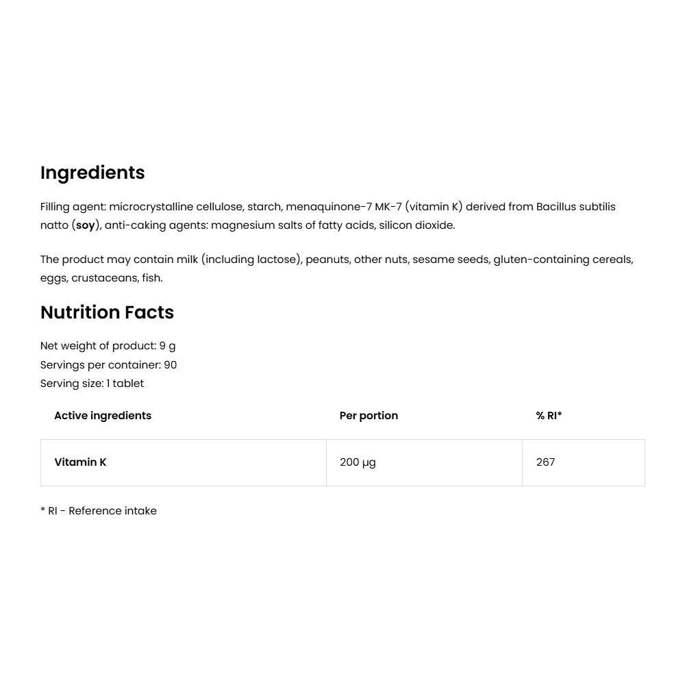 OstroVit - OstroVit Vitamín K2 200 Natto MK-7 (90 tabliet) – Obrázok 5