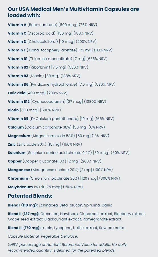 USA medical - Multivitamín pre mužov (60 kapsúl) – Obrázok 5