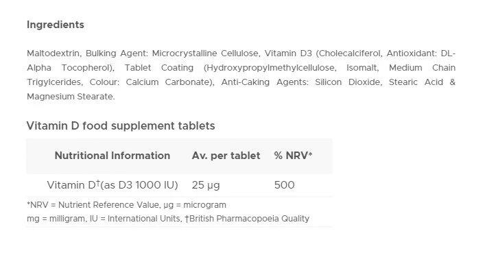 Vitabiotics - Vitabiotics Ultra Vitamín D 1000 IU (96 tabliet) – Obrázok 5