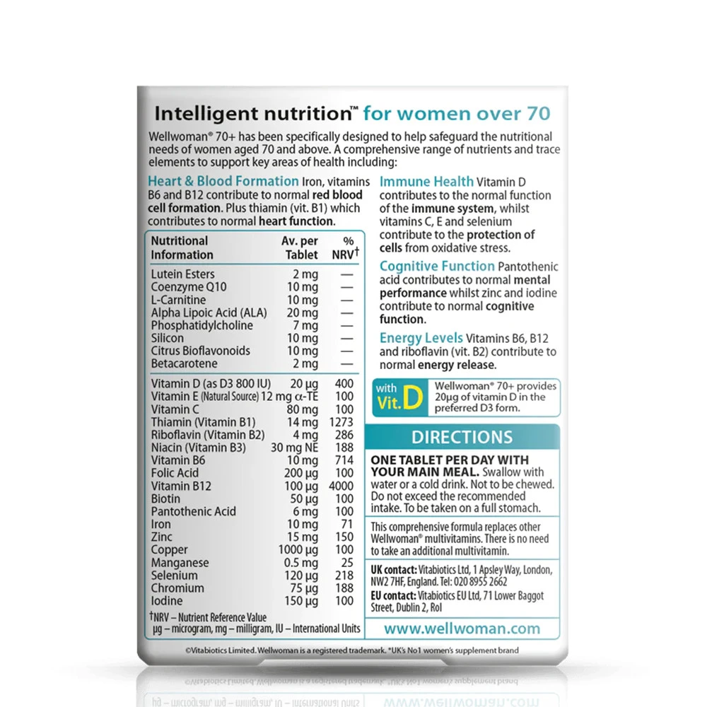 Vitabiotics - Vitabiotics Wellwoman pre ženy nad 70 rokov (30 tabliet) – Obrázok 4