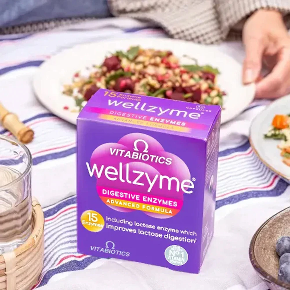 Vitabiotics - Vitabiotics Wellzyme Pokročilá formula tráviacich enzýmov (60 kapsúl) – Obrázok 3
