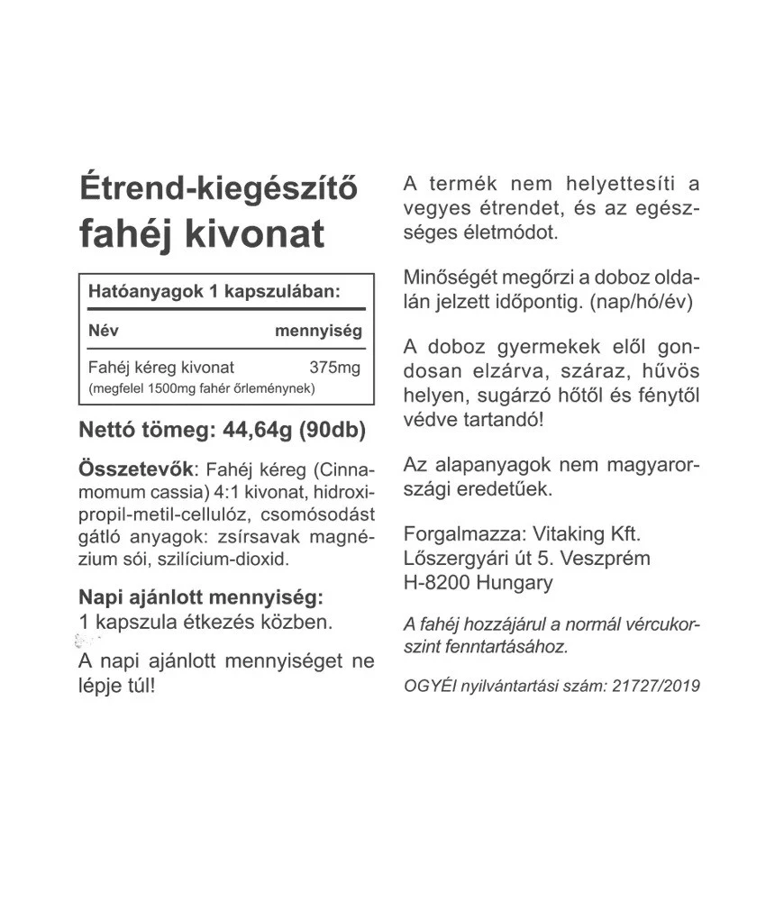 Vitaking - Škorica 375 mg (90 kapsúl) – Obrázok 4