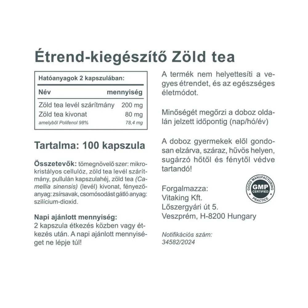 Vitaking - Extrakt zo zeleného čaju s polyfenolmi (100 kapsúl) – Obrázok 5