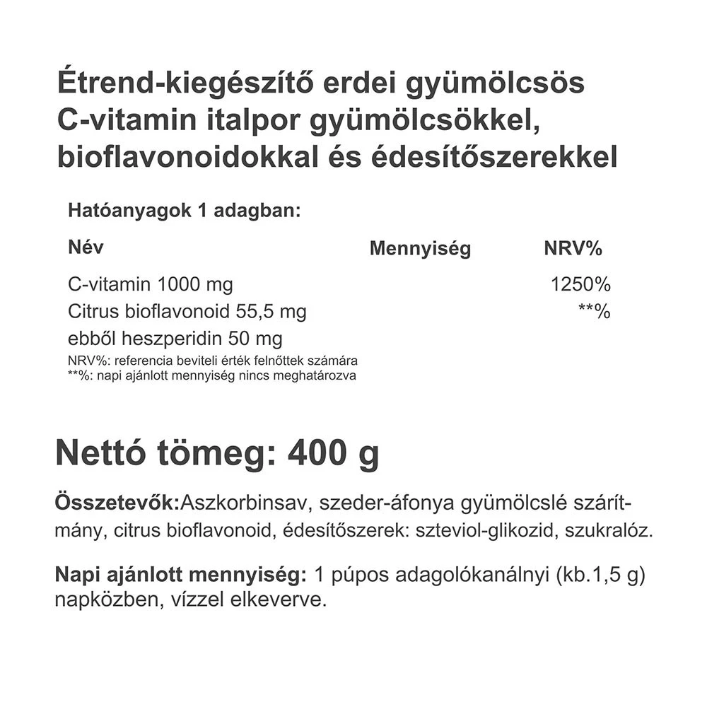 Vitaking - Okamžitý najvyšší prášok s vitamínom C (400 g, černica) – Obrázok 2