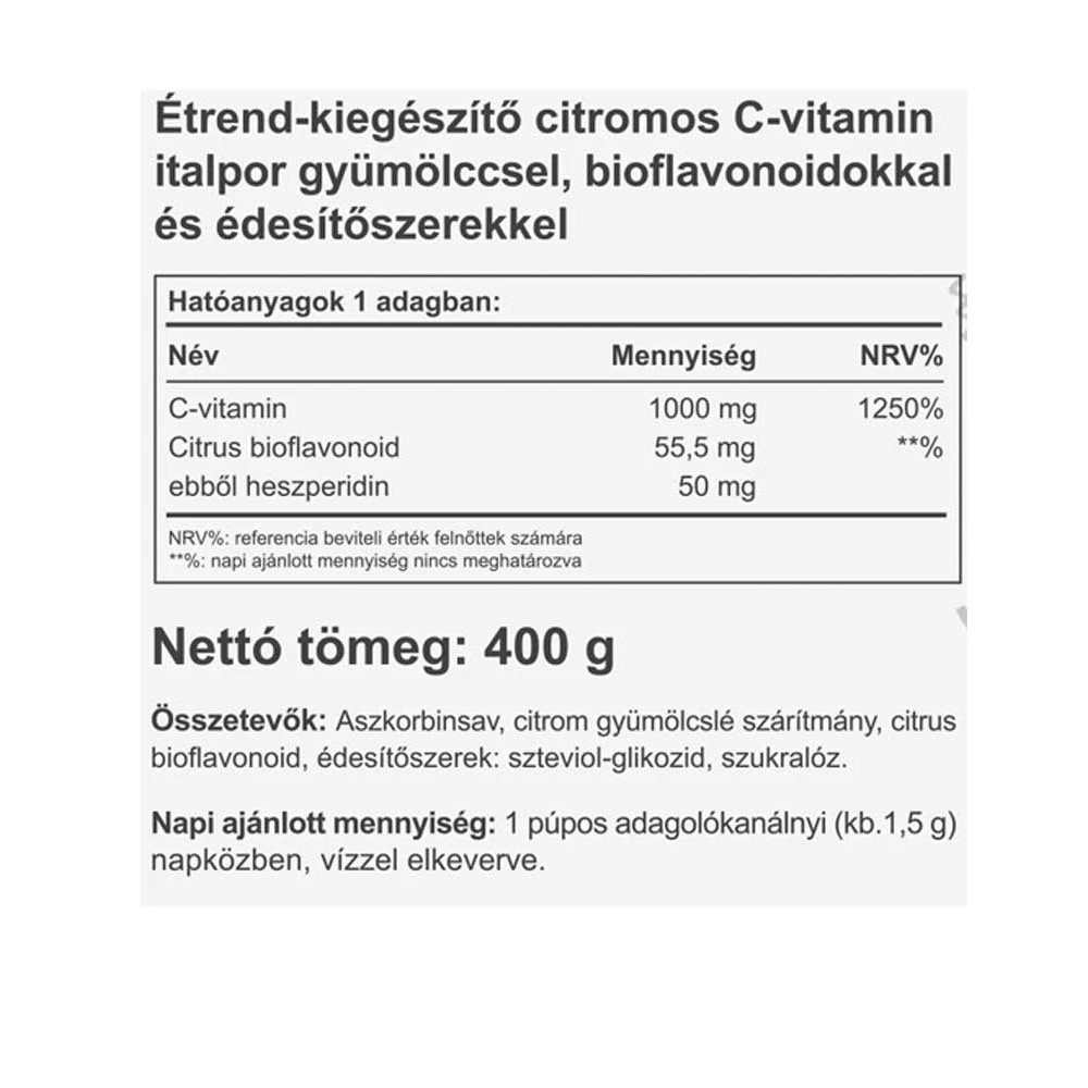 Vitaking - Okamžitý najvyšší prášok s vitamínom C (400 g, citrón) – Obrázok 6