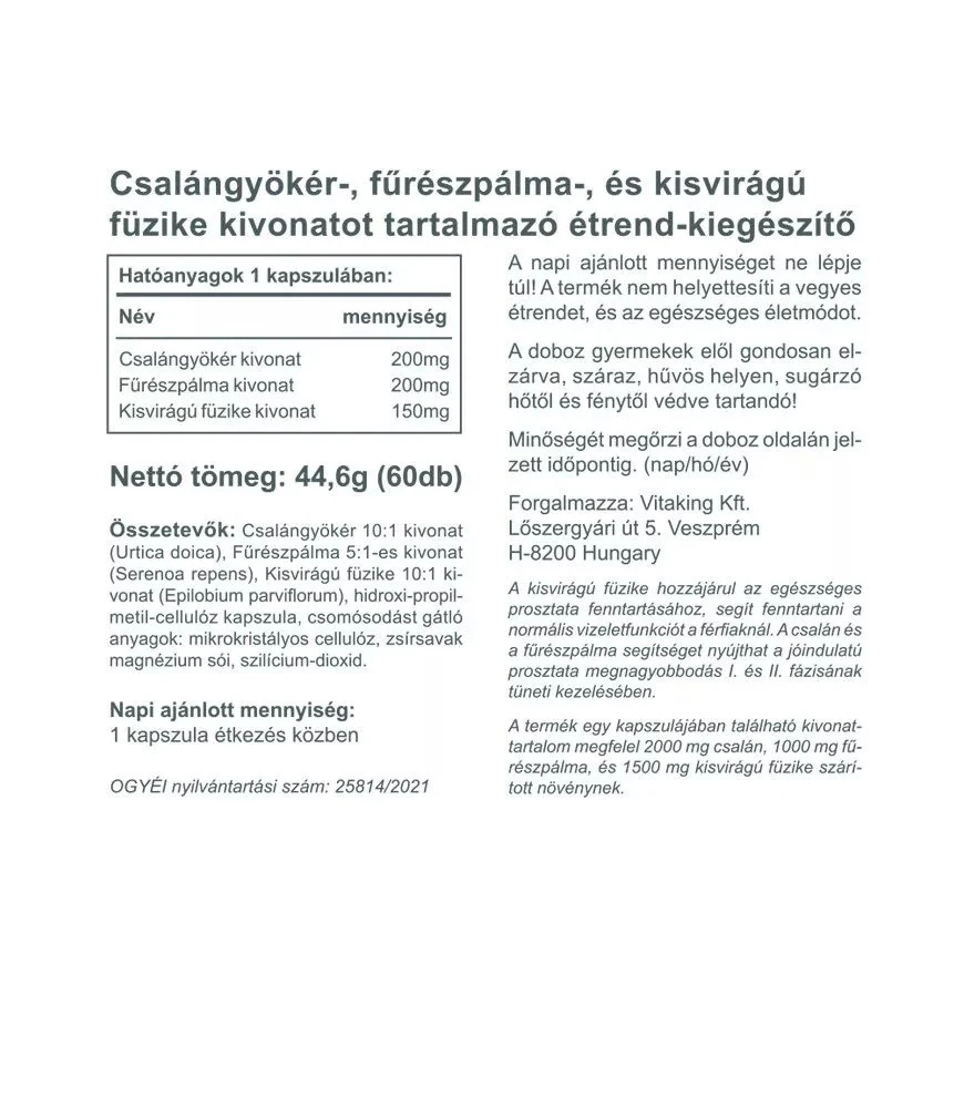 Vitaking - Komplex pre prostatu (60 kapsúl) – Obrázok 2