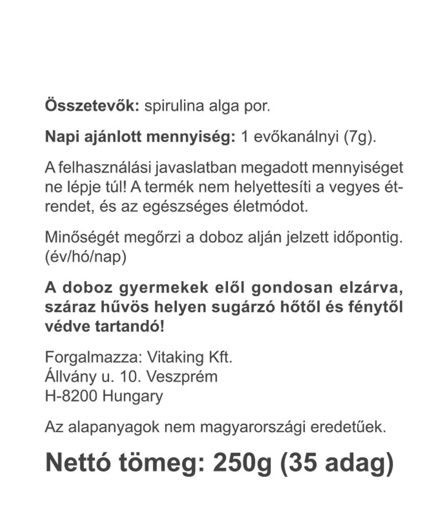Vitaking - Spirulinový prášok z rias Vitaking (250 g) – Obrázok 5