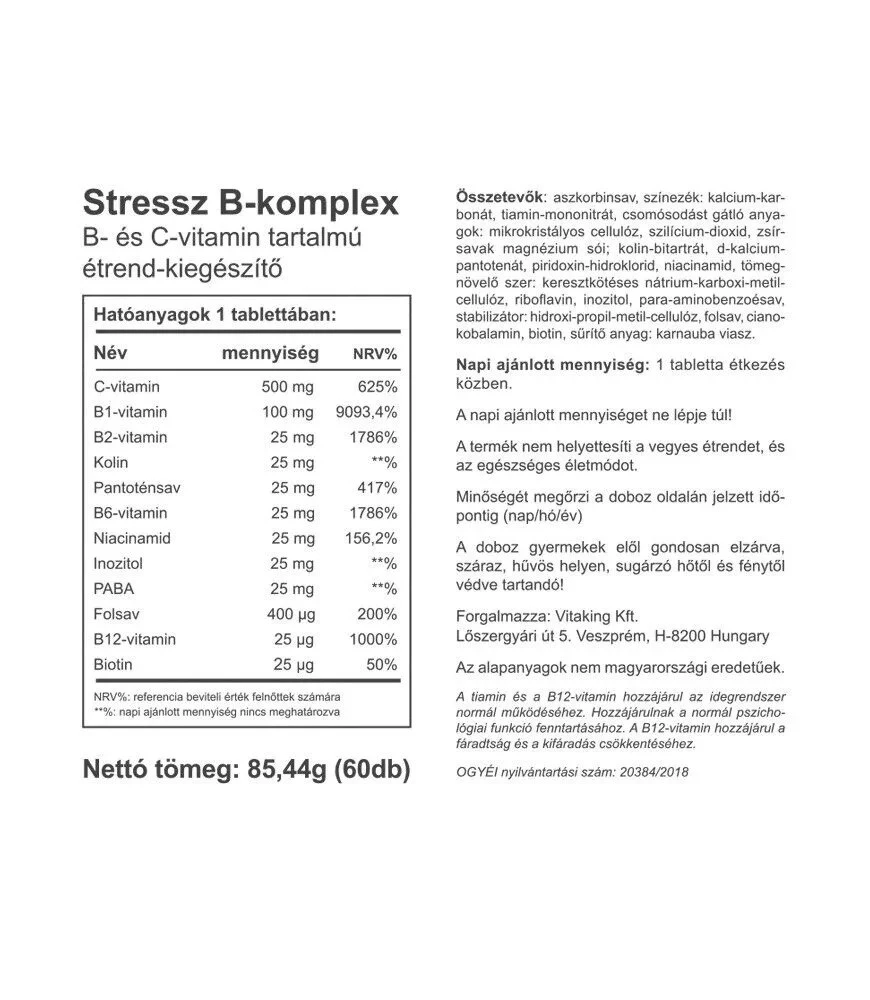 Vitaking - Vitaking Stress B-komplex Multivitamín (60 tabliet) – Obrázok 6