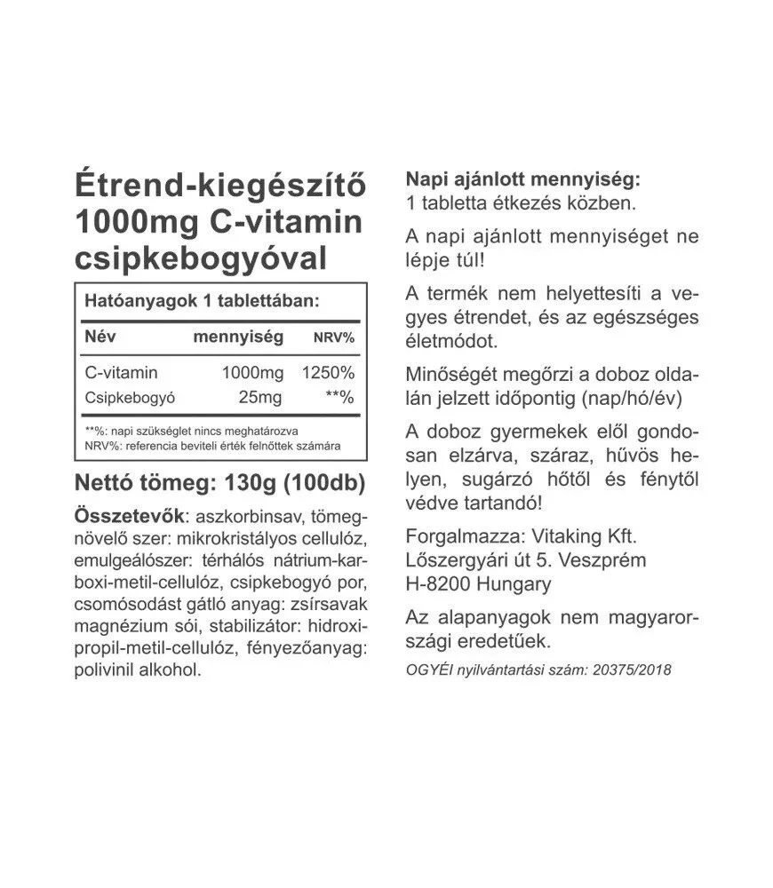 Vitaking - Vitamín C 1000 mg s šípkami (100 tabliet) – Obrázok 6