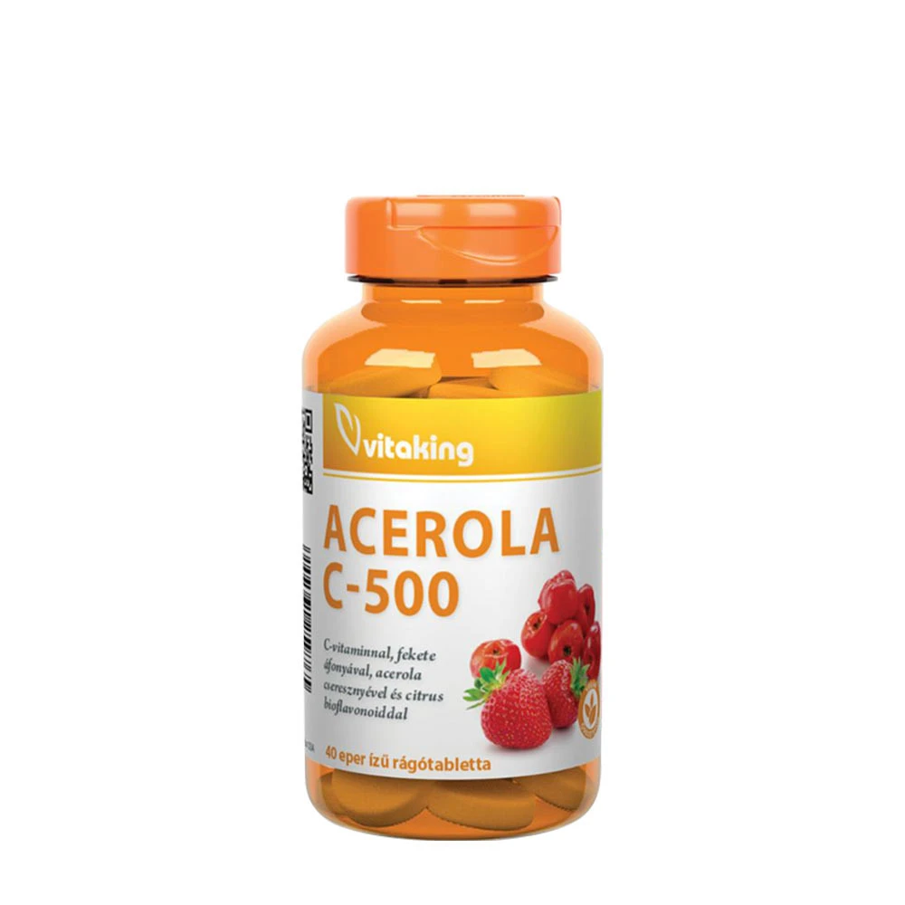Vitaking - Vitamín C-500 s acerolou a malinou (40 žuvacích tabliet, balenie s príchuťou jahody)