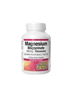 Natural Factors - Čistý magnézium bisglycinát 200 mg (120 kapsúl)