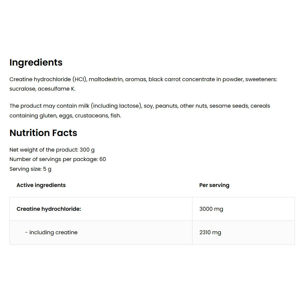 OstroVit - OstroVit Kreatín HCL (300 g, Čierna ríbezľa s čerešňou) – Obrázok 2
