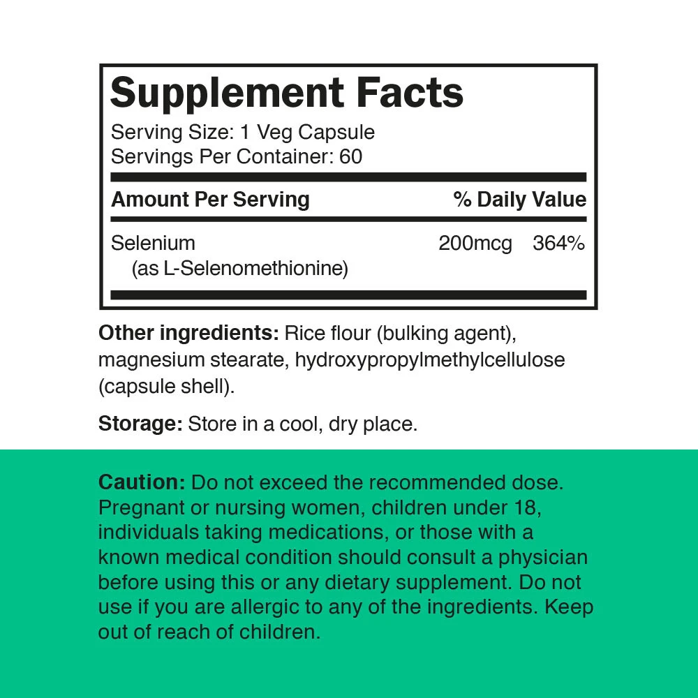 Vitamin360 - Selén 200 mcg - L-selenometionín, Zdravie štítnej žľazy (60 rastlinných kapsúl) – Obrázok 2